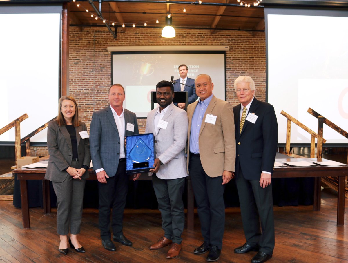 GroteIndustries's tweet photo. This week, Grote Industries was honored to accept the Innovation Excellence award from the Indiana Manufacturing Association.

Photo, R-L: Rachel Osting, Chris McGarry, Sankalp Pampattiwar, Mel Mendoza, and Brian Burton.  Standing in the background is Andrew Berger. https://t.co/0J0l7gSgyE