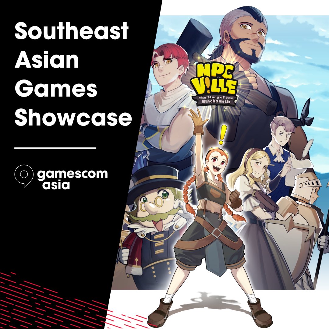 Hi, Aimee here, I'm happy to share that NPCville : Story of The Blacksmith is part of the Southeast Asian Games Showcase at <a href="/gamescomasia/">gamescom asia x Thailand Game Show</a>, hosted by <a href="/VirtualSEAsia/">Virtual SEAsia</a> &amp; @20mpodcast

Catch the livestream on Sunday October 22nd at 2 P.M. GMT+8 on youtube.com/@gamescomasia