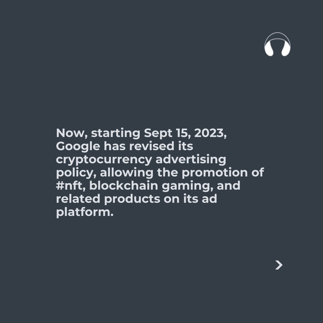W3Blendr's tweet photo. From a 2018 ban to now promoting #nft and blockchain gaming, Google shifts its stance on crypto ads, reflecting the evolving digital landscape.
#w3f #w3facts #google #crypto #cryptoads #nft #blockchaingaming #adpolicy #cryptocurrency #blockchain #advertising #digitalads https://t.co/JpN1a2BCwr