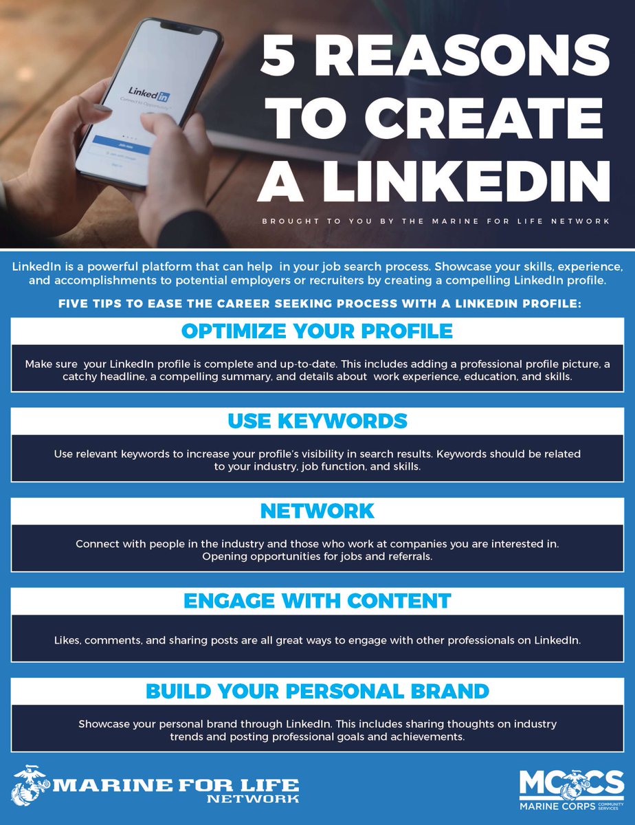 M4L_Network's tweet image. Unlock the power of the world&apos;s largest professional network! As a transitioning service member or military spouse, you have 1 year of LinkedIn premium available to you. 

To learn more visit 🔗 ms.spr.ly/60109xenr

#M4LNetwork 
#LinkedIn 
#WarriorsConnected 
#Veterans