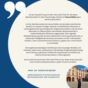 ram_ev's tweet photo. Join us in congratulating one of our two winners of the Otto-Selz-Award for the best bachelor thesis in Psychology: Hanna Müller. Take a moment to read the commendation from Hanna's supervisor Prof. Dr. Thorsten Meiser. #ram #rammannheim #ramawards https://t.co/Yf1NT5enQr