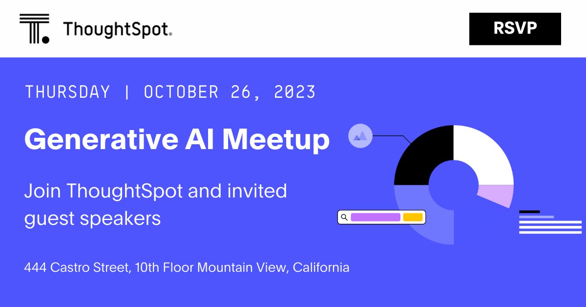 thoughtspot's tweet image. Hey #BayArea #dataleaders Join @amitp42 and friends on Thursday at our #GenAI meetup where we&apos;ll discuss taking your #LLM idea to reality, and  share lessons and best practices learned since we launched ThoughtSpot Sage.

We hope to see you there!
RSVP
events.thoughtspot.com/generative-ai-…
