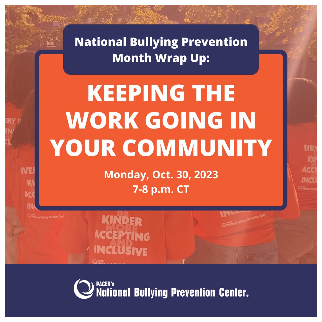 Join us for a virtual workshop to learn about resources and activities to help you advocate for bullying prevention all year long! Register at PACER.org/workshops. #PACERCenter #NationalBullyingPreventionMonth #UnityEveryDay