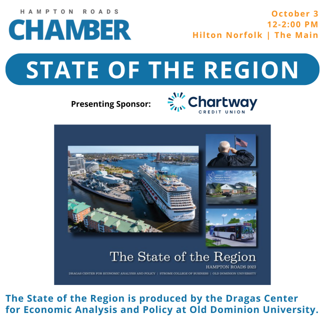 Thank you to all who joined us on October 3rd for thought-provoking conversations and important local insights at the @chamber757, Hampton Roads Chamber of Commerce State of the Region address at the @hiltonnorfolkthemain. #econdev #HamptonRoads #virginiabeach