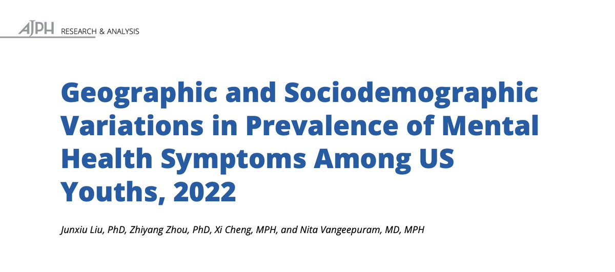 IHER Spotlight: In this study, the authors explore how the prevalence of mental health symptoms among US youths varies based on geographic region and sociodemographic factors. Read more here: pubmed.ncbi.nlm.nih.gov/37672739/ Join IHER’s Mailing List: bit.ly/IHERML