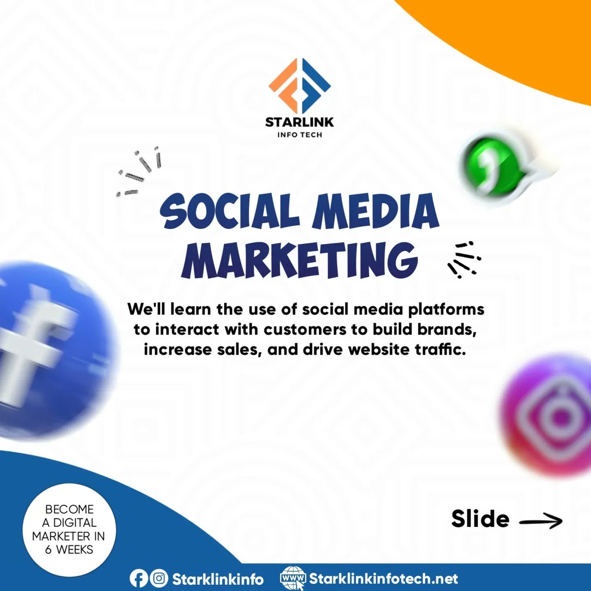 StarlinkInfo's tweet photo. Finally, The much-awaited Digital Marketing Course is here. 
Become a certified digital marketer in 6 weeks. 
Training is strictly online 
Send a DM to get yourself Enrolled. 

#starlinkinfo #starlink #starlinkinfotech #digitalmarketing #socialmedia #seo #searchengineoptimiz https://t.co/bw6qNOLNYF