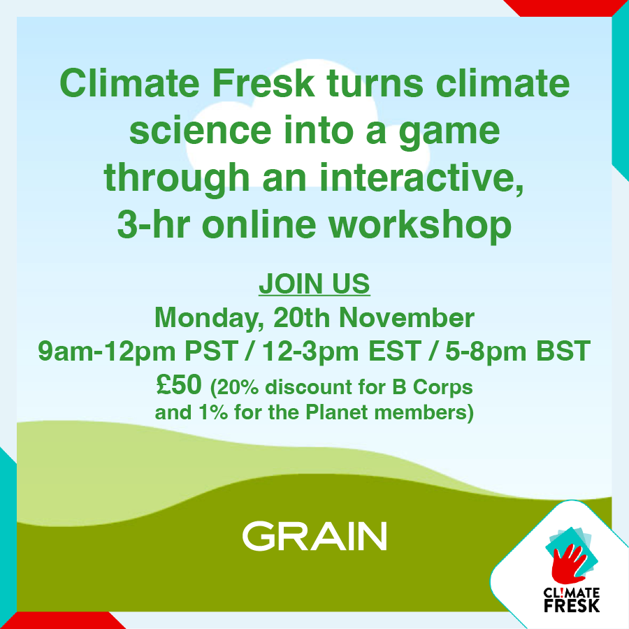 Monday 20th November -ONLINE.  You can't fix what you don't understand. Luckily, the Climate Fresk turns climate science into a game! Completed by over 1.2 million people worldwide, Climate Fresk is a facilitated interactive workshop.  #climatefresk #climatechange #climatescience