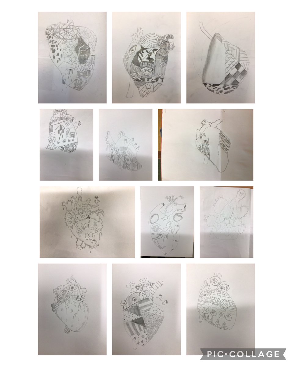 LayfieldPrimar1's tweet photo. Year 6 heart sketches in the style of @kenallouis https://t.co/UDpvEqCyxb
