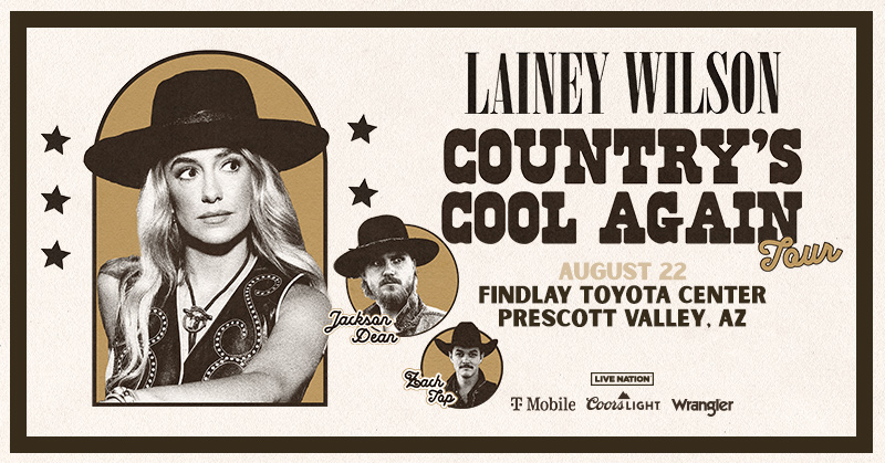 🤠JUST ANNOUNCED: @LaineyWilson’s Country’s Cool Again Tour w/ <a href="/TheJacksonDean/">JacksonDean</a>, and Zach Top is
coming to Findlay Toyota Center on August 22nd, 2024!  Tickets on sale Friday 10/27 (10am local). Get more info findlaytoyotacenter.com/events/lainey-….