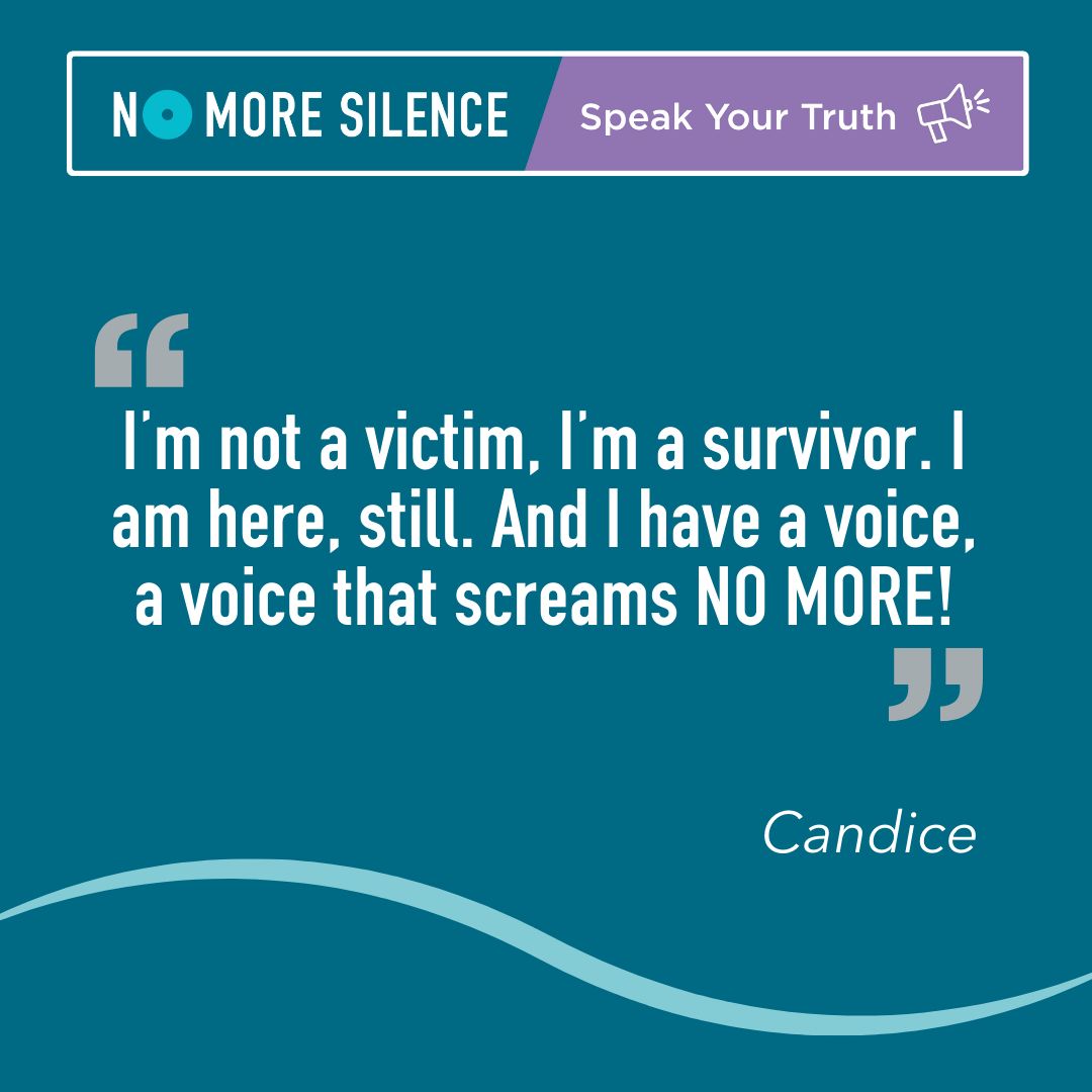 NO MORE Silence: Speak Your Truth! Thanks to Candice for sharing your story! Please join and add your story at stories.nomore.org. 
#NOMORESilence

<a href="/speakyourtruth/">Tori Nova</a>.today
<a href="/ourwavestories/">Our Wave</a>