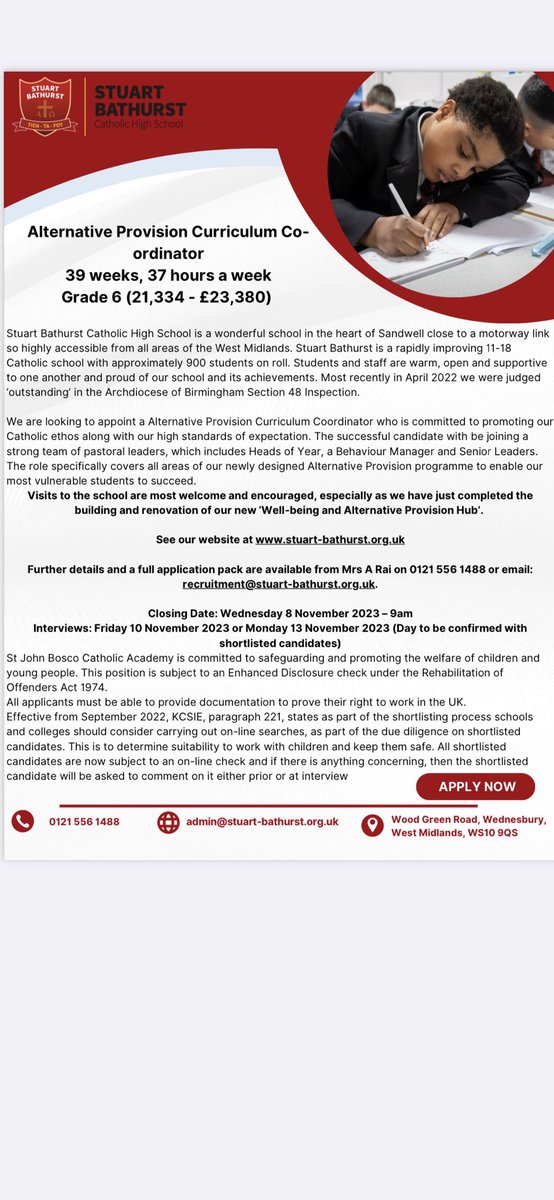stuartbathurst's tweet photo. Vacancy: Alternative Provision Curriculum Coordinator.  Come and work in our brand new Alternative Provision Hub and grow something fabulous for our most vulnerable children. https://t.co/aW7aAEl7P0