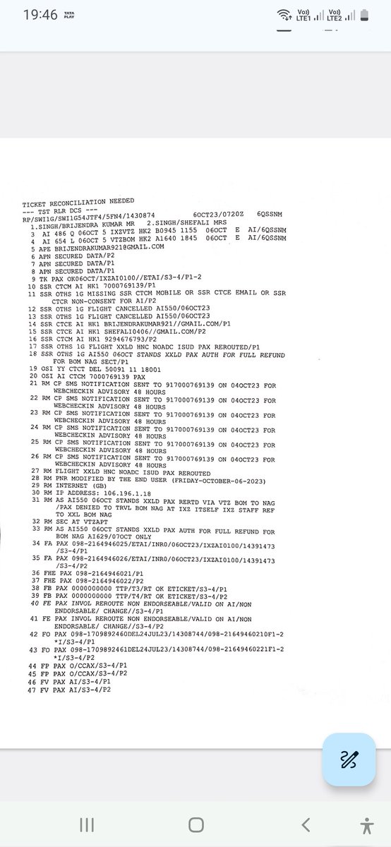 brijendra_vicky's tweet photo. Its been 15 days since  Air India Flight AI-629 cancelled by themselves 
 Transaction Id  2010310516 already sent request for refund to  @airindia  yet there has been no update on this. RA  4001599735 / 4001599737 https://t.co/IeavTz4IBp