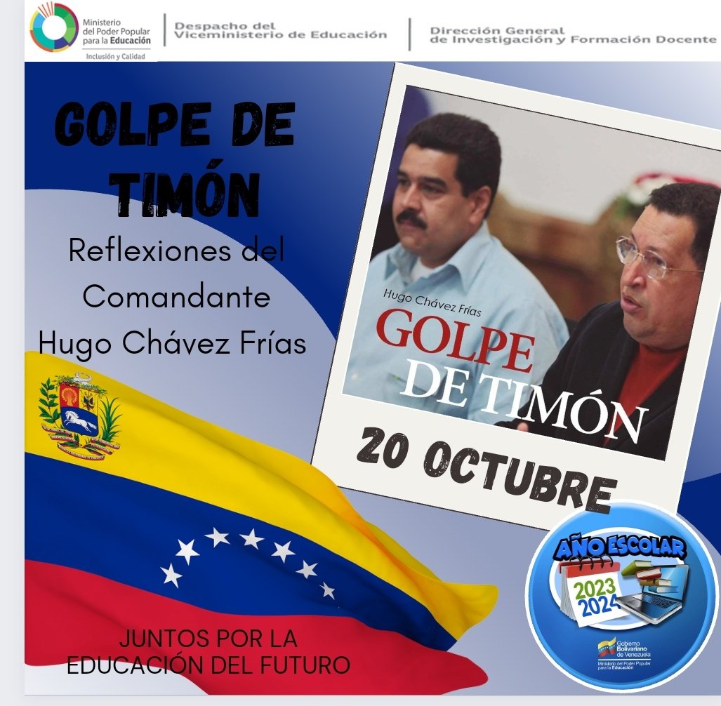 20 Oct 🇻🇪  ▶️ A 11 Años del “Golpe de Timón” 
#DGIFD #SNIFMV #JuntosporlaEducaciondelFuturo #FormacionContinuayPermanente
#InvestigacionEvaluativa
#CeroChantaje

¡Basta ya de sanciones!
<a href="/NicolasMaduro/">Nicolás Maduro</a>