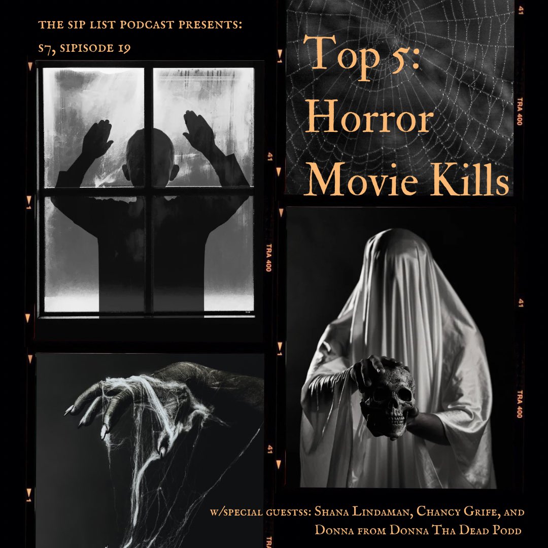 list_sip's tweet photo. New #sipisode alert! I’m joined by @crimerewind_pod @redeyetable and @donnathadead and we’re talking our #Top5 horror movie kills! #horror #HorrorCommunity #AMCFearFest #HorrorMovies
https://t.co/dMXp94qkAM https://t.co/0HmaZ9tSlm