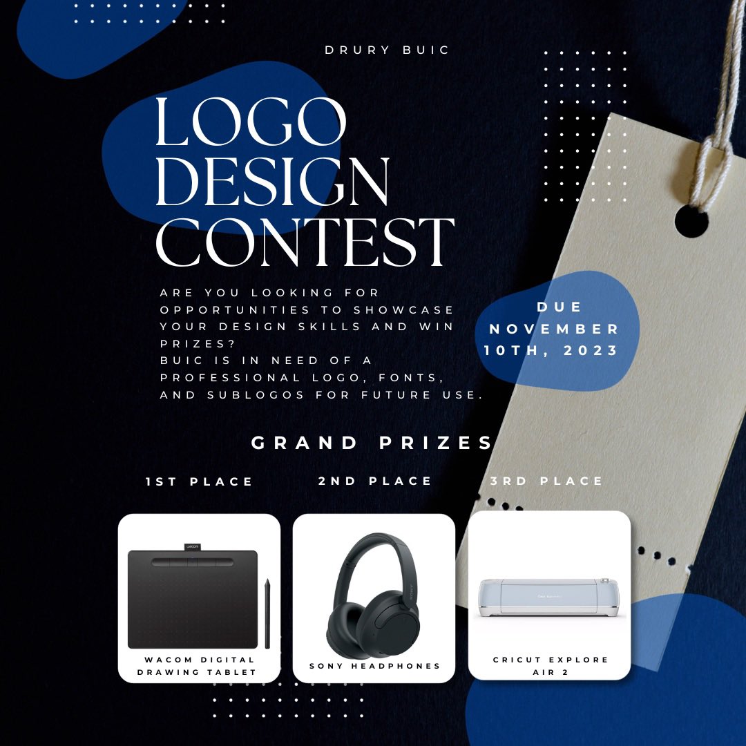 〰️ BUIC Logo Design Contest coming up! Feel free to contact us for further information if you’re interested, we have a branding packet to jump start your designs!
All designs/documents must be sent to buic@drury.edu. 
Title your email with the tagline "BUIC Design Submission". 〰️