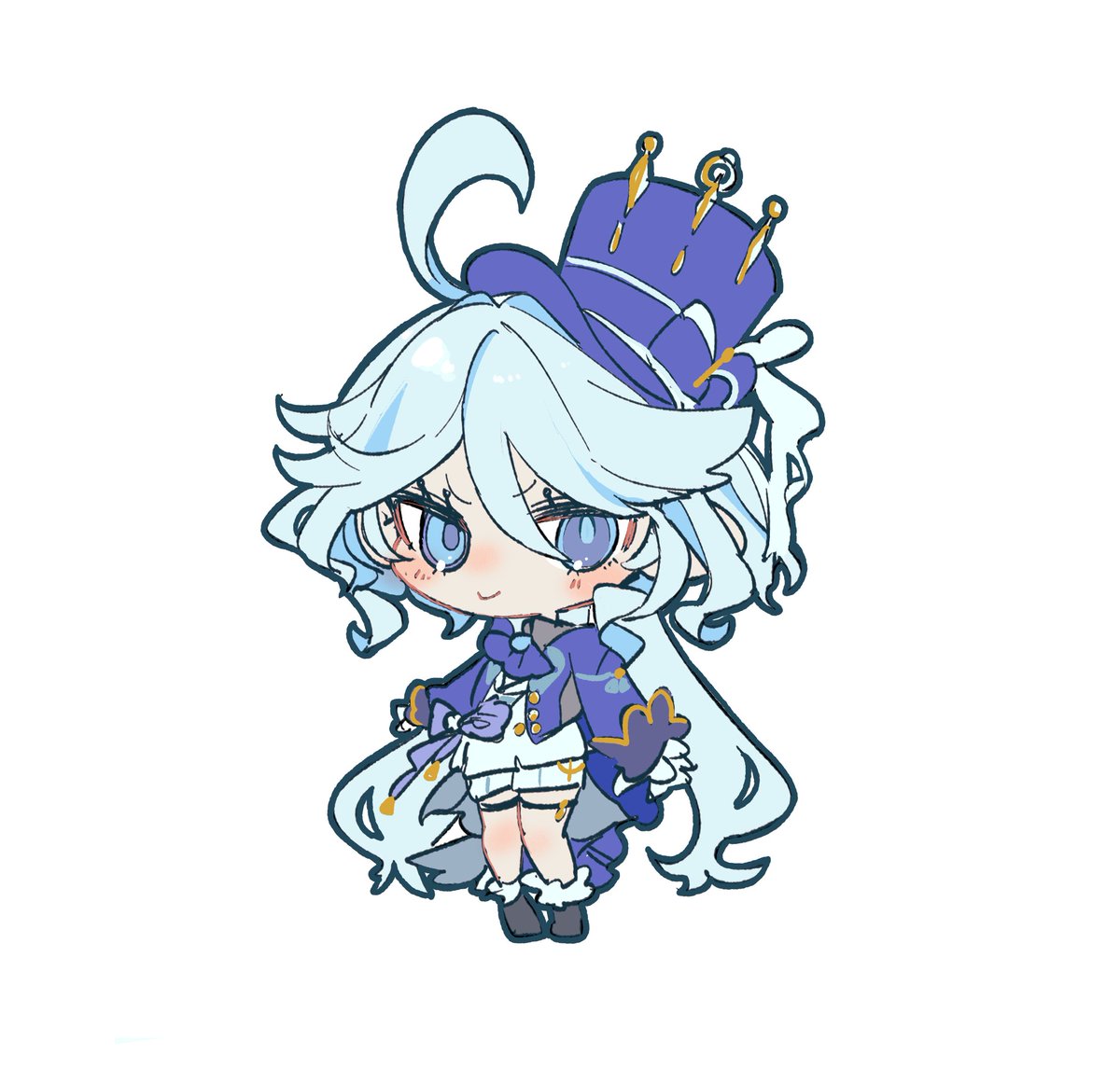 chibi solo hat 1girl blue hair shorts blue eyes  illustration images