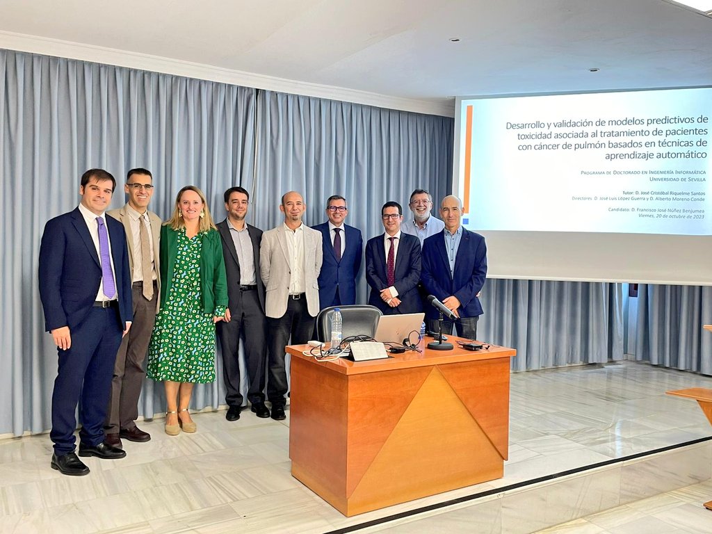 ¡Felicidades a Fco Nuñez👨‍🎓por la obtención de su Tesis en Ing. Informática💻 en <a href="/unisevilla/">Universidad de Sevilla</a>! Su trabajo🔬realizado en nuestro Departamento☢️con la U. de Innovación en modelos de predicción en cáncer de pulmón🫁 basados en minería de datos📊 es un avance para nuestros pacientes