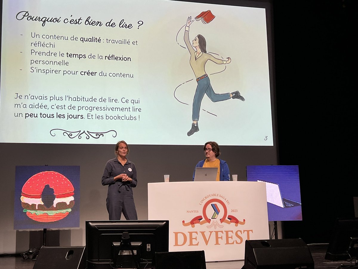 <a href="/MarionBarr2/">Marion Valentin</a> &amp; <a href="/YvonnickFrin/">🦁 Yvonnick Frin</a> nous présente l’apprentissage commun grâce aux book clubs <a href="/devfestnantes/">Devfest Nantes</a> 
😋 Une super manière de reprendre l’habitude et le goût de la lecture 📚