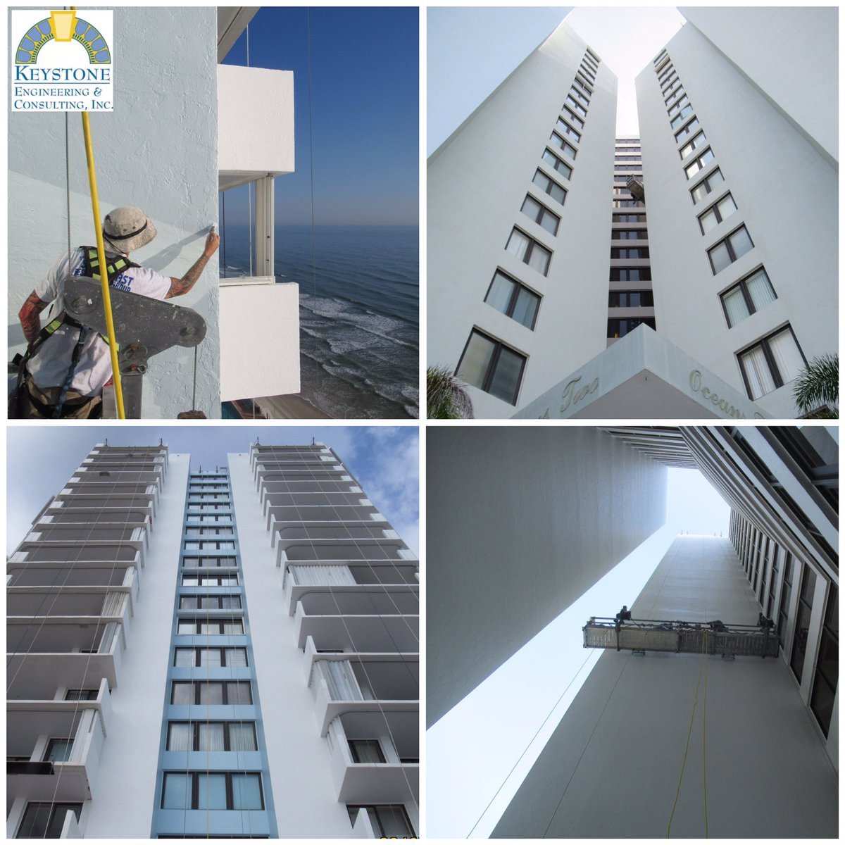 KeystonePE's tweet photo. While signs of damage may be noticed on the surface of a structure, the most important repairs are most often needed below the surface – Here’s a behind-the-scenes view of restoration efforts that took place at Oceans Two in Daytona Beach. #restoration #keystoneengineeringpe https://t.co/MxOCWwNloE