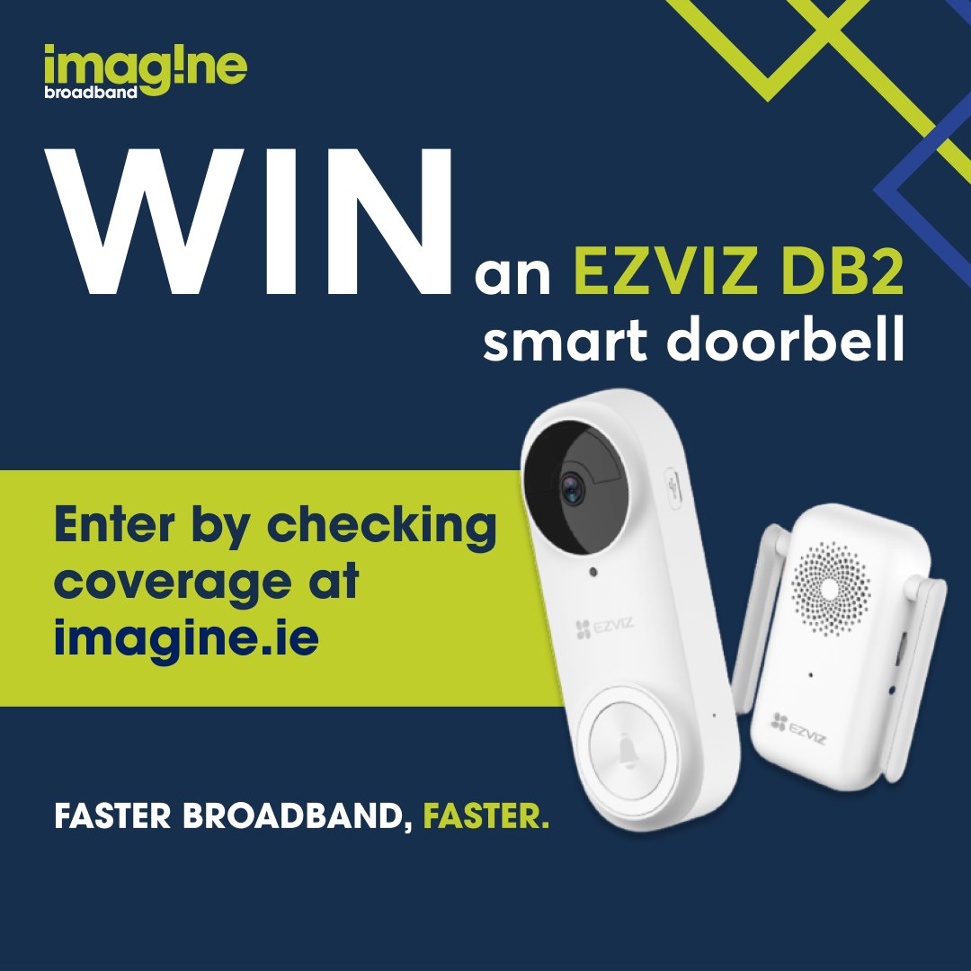 🎉 Competition Alert 🎉
Improve your home security with our latest competition! We're giving away a brand-new EZVIZ DB2 smart doorbell.
To enter there is just one step:

📷 Check coverage at imagine.ie at the link below
imagine.ie/always-on/