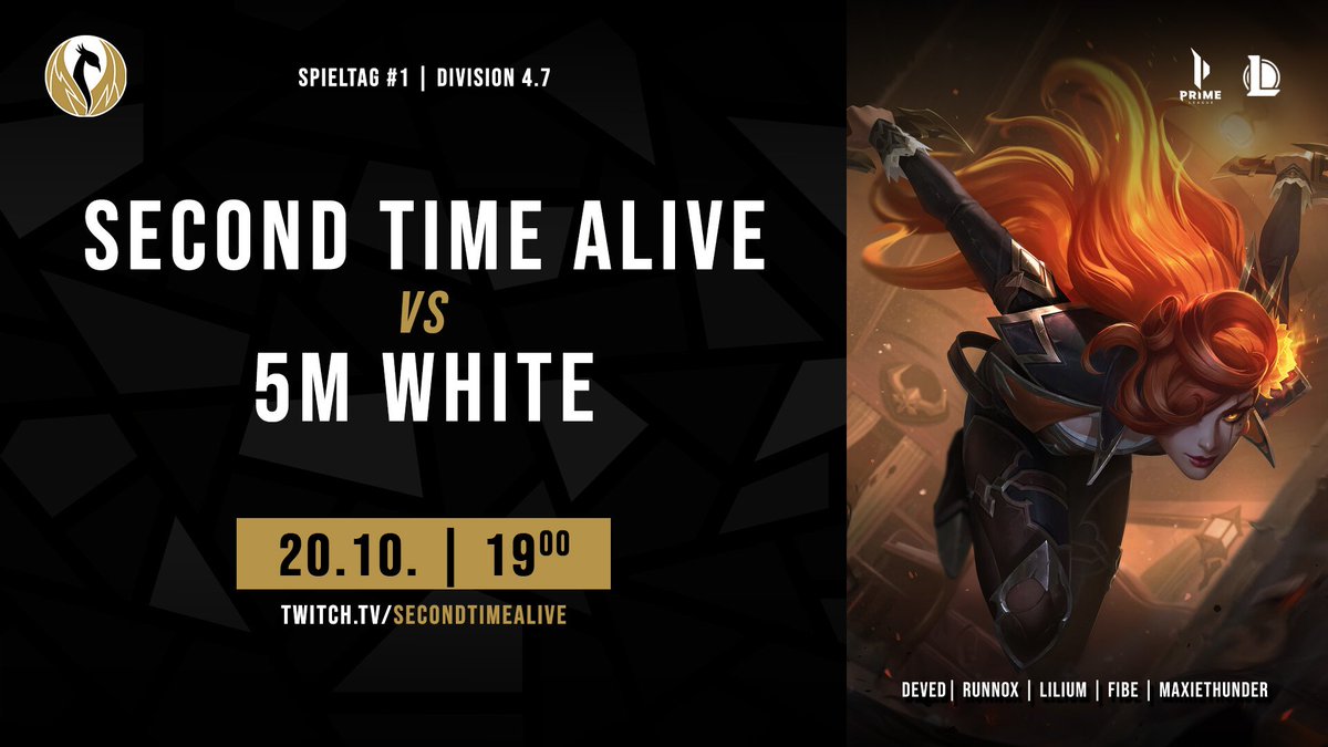 IT'S ON AGAIN! 🔥
Nach einer langen Pause und einem sehr spät gelegten ersten Spieltag steht für unser Team der erste Härtetest gegen 5M White an!

2TA🆚<a href="/5M_Esports/">5M ESPORTS</a>

⏰19:00 Uhr
📺twitch.tv/secondtimealive
🎙️Spark &amp; <a href="/DevilosEUW/">Devilos</a> 

#2GetherWeRise