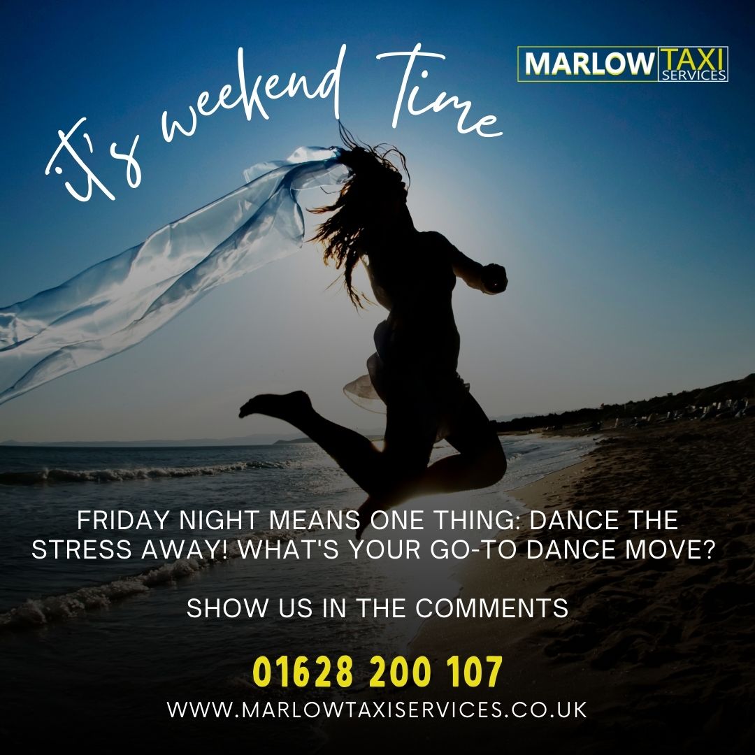 Embrace the weekend's freedom and create unforgettable moments. What's on your weekend bucket list? Share your plans with us! 🌟 #WeekendAdventures

☎️ 01628 200 107
🌐 marlowtaxiservices.co.uk

#FridayVibes #StaySafe #rain #FridayFeeling #marlow #MarlowLife #marlowmums