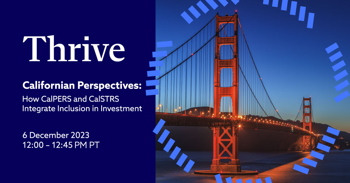 CFAinstitute's tweet photo. Join us for our Thrive #DEI series. First up:
Thrive Californian Perspectives: How CalPERS and CalSTRS Integrate Inclusion in Investment
6 December 2023
12:00 – 12:45 PM PT
 
Register Here: https://t.co/lQxg0elU1y
 
#CFAInstituteEvents https://t.co/5b7rzVDpcg