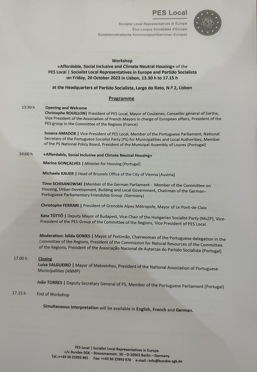 RoScha15's tweet photo. Vorstandssitzung und Workshop von PES Local in Lissabon  mit internationaler Beteiligung. Hier mit dem amtierende Präsidenten Christophe Rouillon. Interessante Beiträge und spannende Diskussionen https://t.co/MMwq1TXNx1