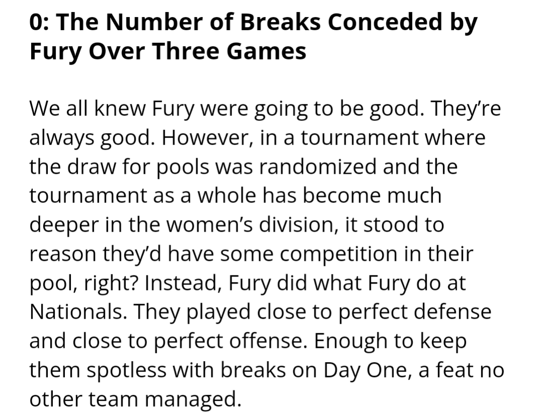 kemrick19's tweet photo. @Ultiworld No? @PghParcha broke twice in our game vs Fury 🤔 I know it's goofy to lose 15-4 with half your measly point total being breaks, but hey 🤷‍♀️ https://t.co/JGc7o7QnQh