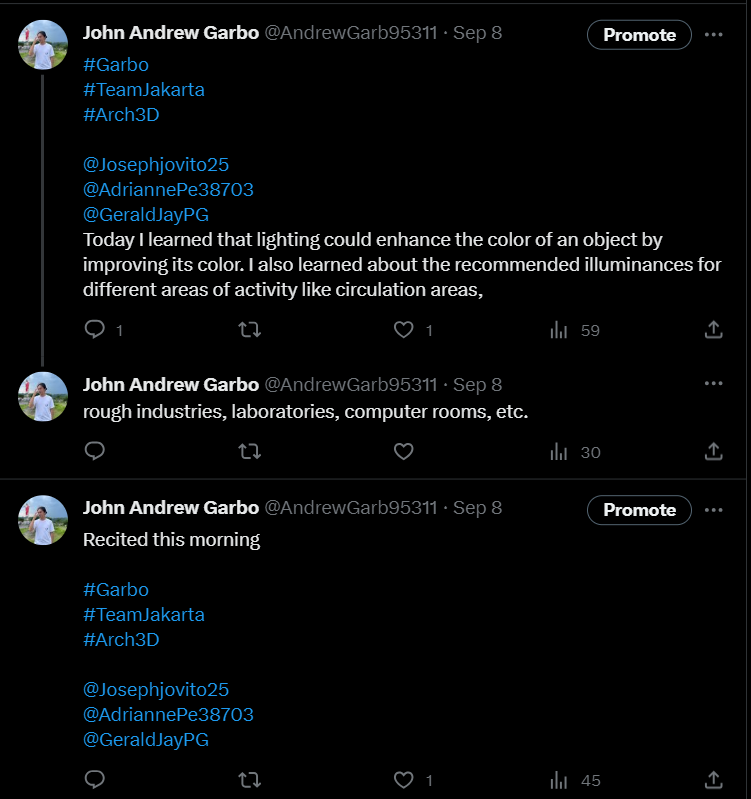 AndrewGarb95311's tweet photo. REPOST
Recitation and learnings last Sept. 8, 2023
#Garbo
#TeamJakarta
#Arch3D
@Josephjovito25
@AdriannePe38703
@GeraldJayPG https://t.co/hstNJPunU7