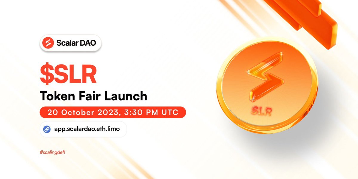 ⚡️ SLR TOKEN FAIR LAUNCH BEGINS 20 OCTOBER 2023 ⚡️

Thrilled to announce that the $SLR Token #FairLaunch has been fixed for: 

🔅 20 October 2023 @ 03:30 PM UTC

💰💰 Get your bags ready to fill up with $SLR

Read 👇🏼👇🏼 for imp details...

#tokensale