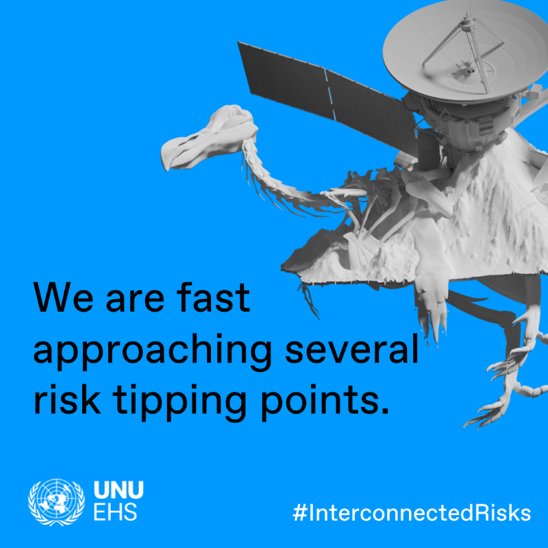 UNUEHS's tweet photo. We are fast approaching #RiskTippingPoints on multiple fronts.

Our critical life-supporting systems are being pushed to the brink of collapse.

How and why are we approaching these?

New @UNUEHS #InterconnectedRisks 🔗🌏 report tells us!

Find out more: https://t.co/Lwb8zBd4al