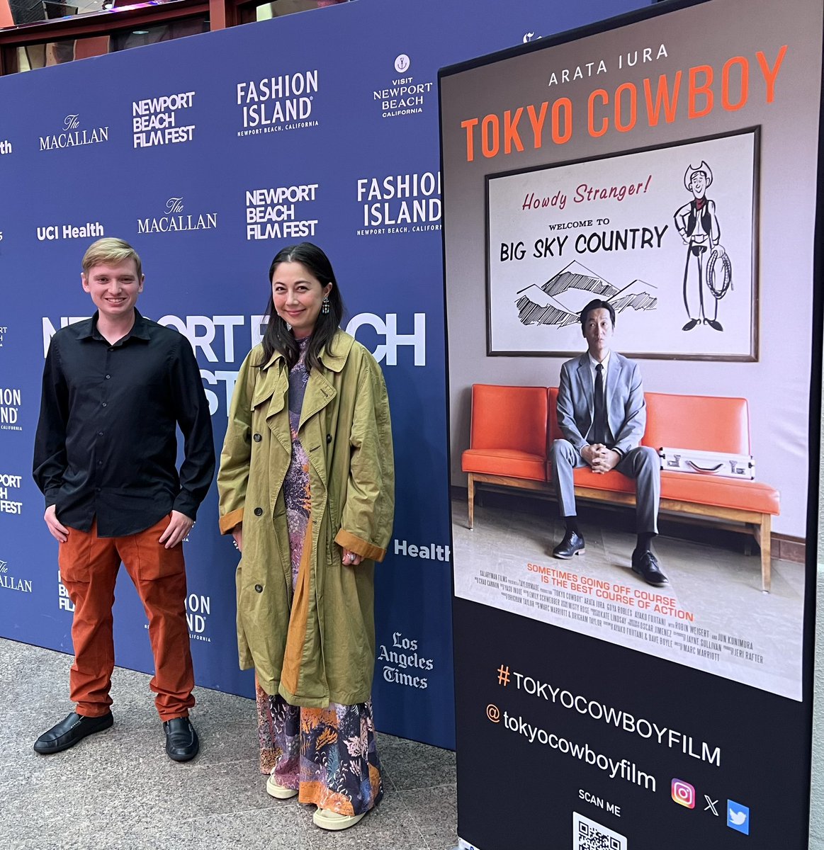 mrbarry97's tweet photo. I had a fun movie night with friends at the Newport Beach Film Festival, seeing “@tokyocowboyfilm,” directed by @MarcMarriott and written by @thedaveboyle and @ayakofujitani. It was a great film, and it was awesome seeing Ayako again and meeting Marc, the movie’s director. https://t.co/thPIKA7Bdp