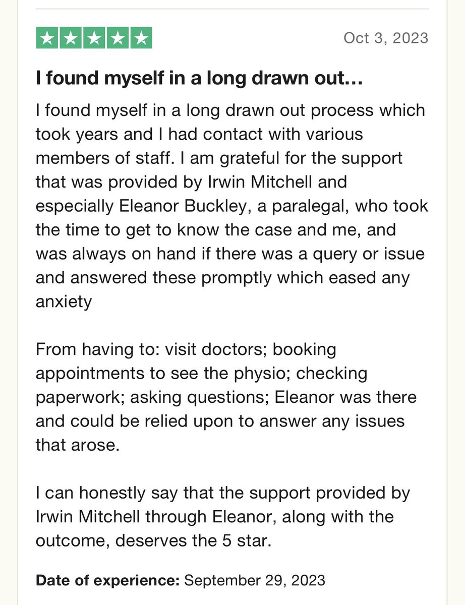 IM_MillyRoss's tweet photo. Some more excellent 5* reviews for Team Resolve for Eleanor and Rebecca

#5starteam #clientsatisfaction #irwinmitchell #personalinjury #sheffield https://t.co/8Pbw17PxeO