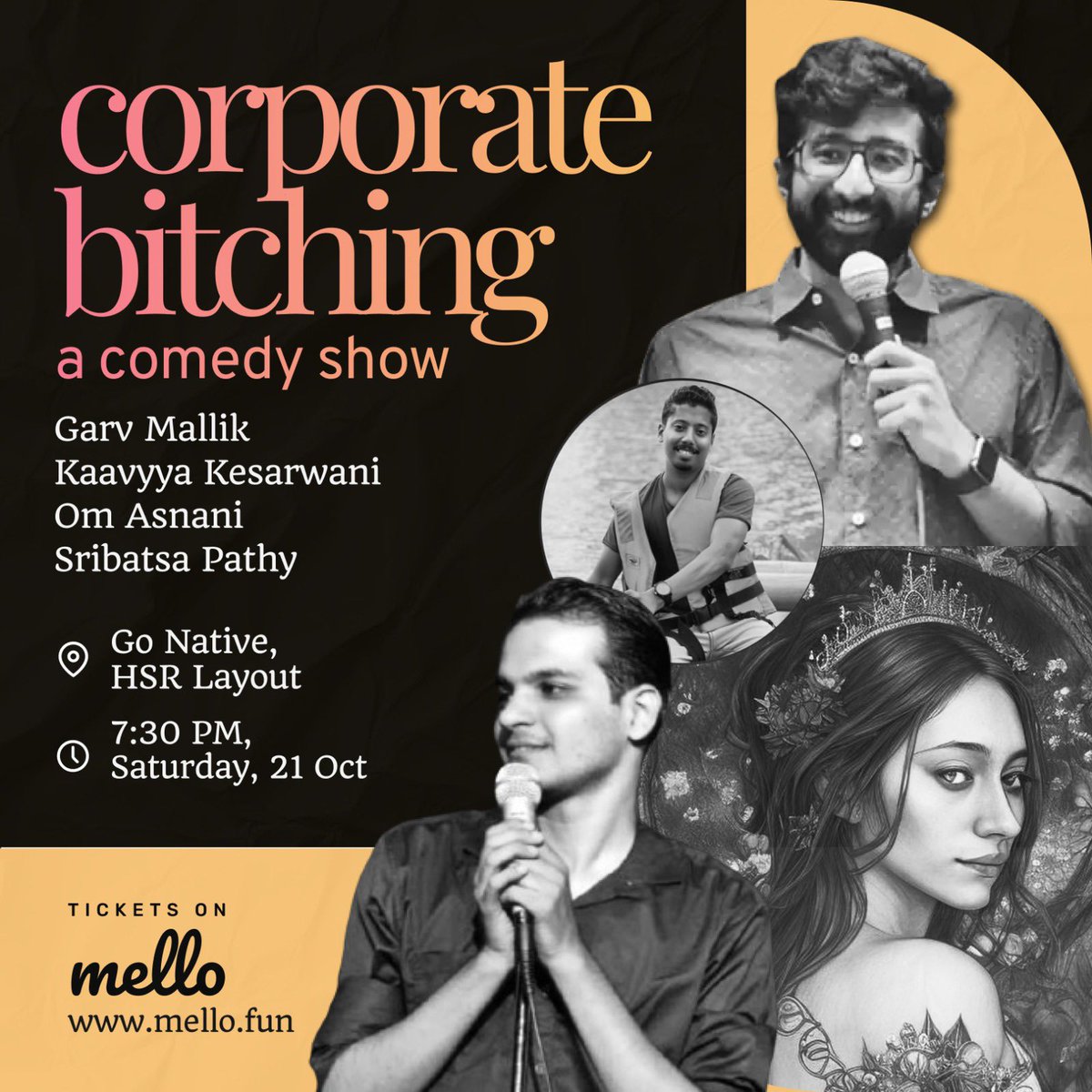 Doing this show tomorrow! Panelists are @om_asnani @kaavyya and @Bratster1 

You get to anonymously share your office problems, get worst possible solutions from us and hear stand up comedy. 

GoNative HSR, 7:30pm. Tix in reply