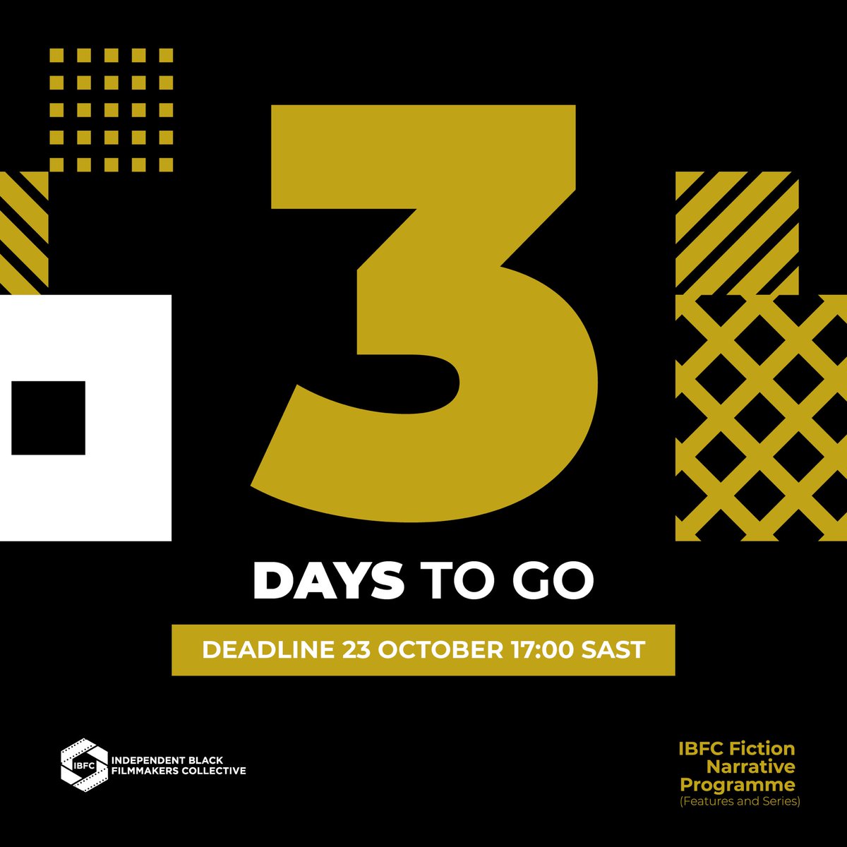 3 DAYS TO GO 🔔🔔🔔 
Don't miss out
Apply for The IBFC Fiction Narrative Programme. (Feature and Series)

application details see link- lnkd.in/dG_AVkEZ 

Application form - bit.ly/48oektL 

#IBFC #proudlysouthafrican