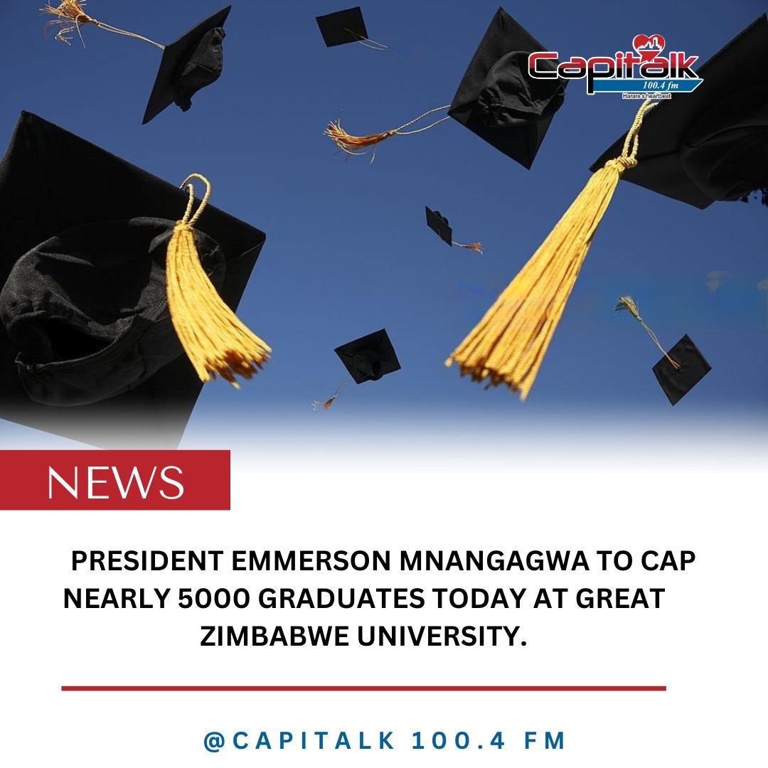 capitalkfm's tweet photo. Today the Chancellor of all State Universities, His Excellency President Emmerson Dambudzo Mnangagwa is at Great Zimbabwe University were is presiding over the 17th Graduation ceremony of the Great Zimbabwe University (GZU).

 #GZUgraduation #Education5point0 #InnovationHubs https://t.co/seWXIvhxws