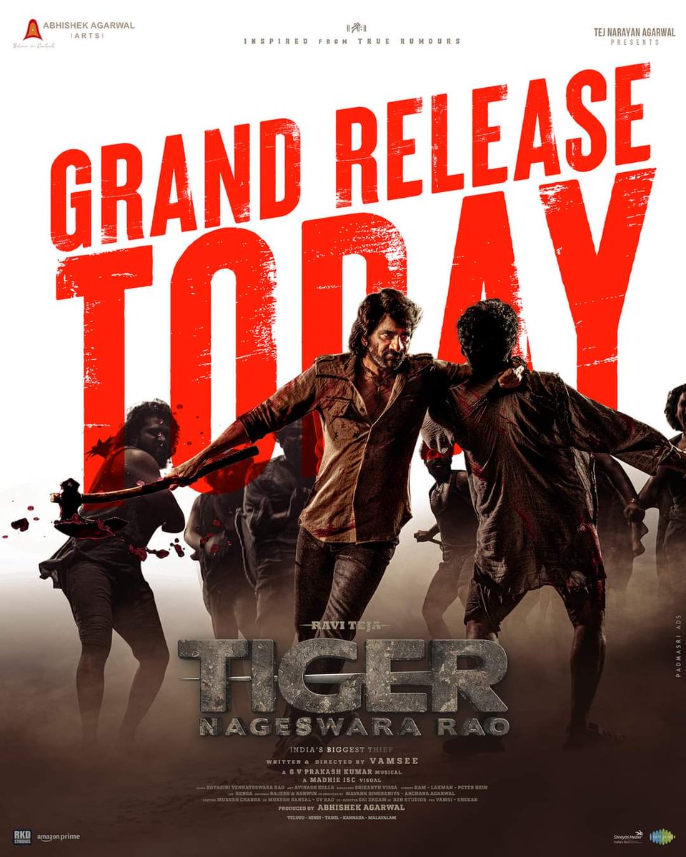Watch the LEGEND of INDIA's BIGGEST THIEF only at your nearest theatres 🥷💥 BOOK YOUR TICKETS NOW 🐅 - linktr.ee/TNRTickets #RaviTeja #𝗧𝗶𝗴𝗲𝗿𝗡𝗮𝗴𝗲𝘀𝘄𝗮𝗿𝗮𝗥𝗮𝗼 Grand Release Today ❤‍🔥