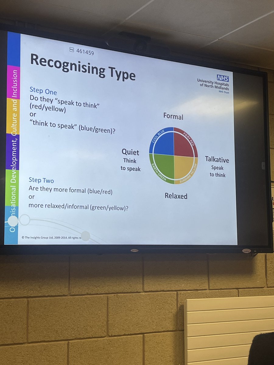 Fantastic session this morning with <a href="/JHarvey1863/">James Harvey</a> on personal impact and colour insights! Here's to being a proud Red/Green <a href="/UHNM_NHS/">UHNM NHS Trust 🏥</a>