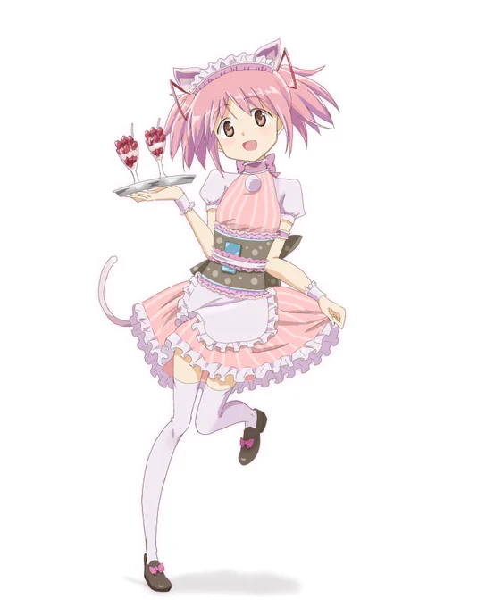 昨晩描き上げた。ねこメイド風のまどっち。(白背景) 