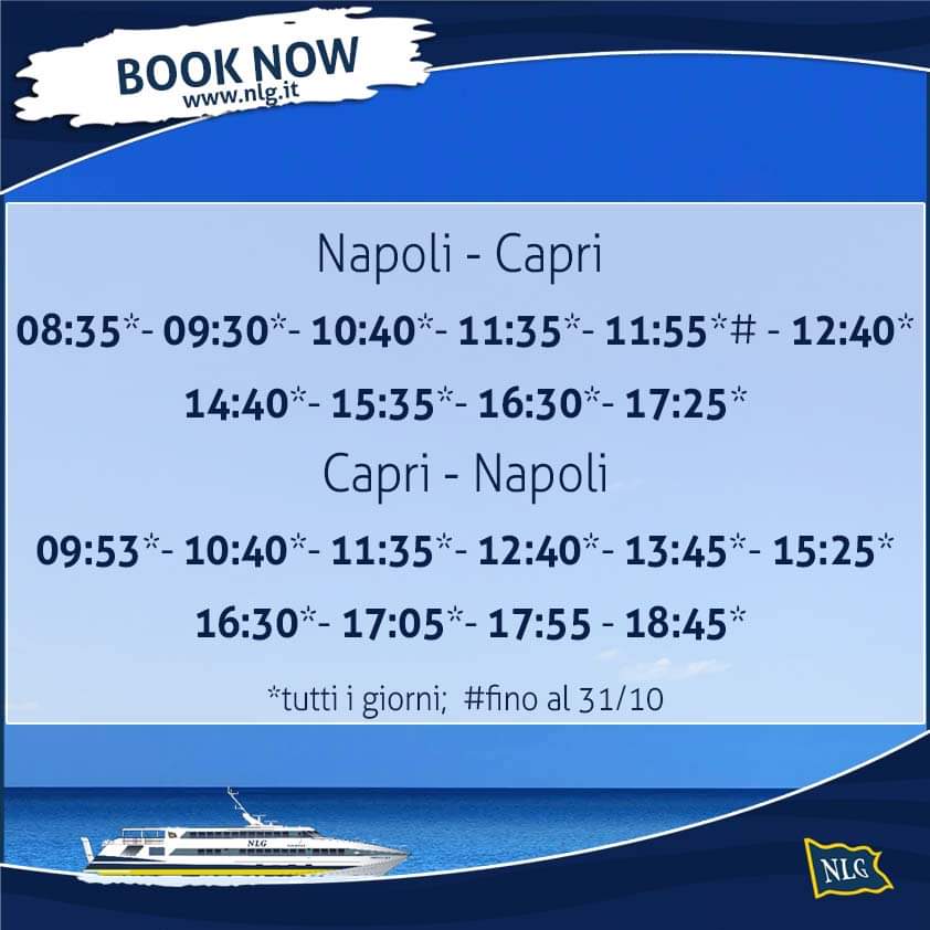 NLG_IT's tweet photo. Oggi pubblichiamo gli orari della linea Napoli (Beverello)-Capri e ritorno che  garantisce quotidianamente i collegamenti da e verso l'isola azzurra.
Per maggiori info su linee, orari e prenotazioni on line consultate https://t.co/OqZE5bOXPI #NLG #nlgorari #napoli #capri https://t.co/uUgQjNEYYk