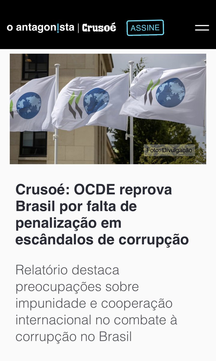 SF_Moro's tweet photo. O alerta do Grupo Antissuborno da OCDE está aí, para os Três Poderes: o Brasil abandonou o combate à corrupção e não se tornará um país desenvolvido e próspero por este caminho. Tudo começou quando começaram a bombardear a Lava Jato por seus acertos. https://t.co/WBbXVr6zWa
