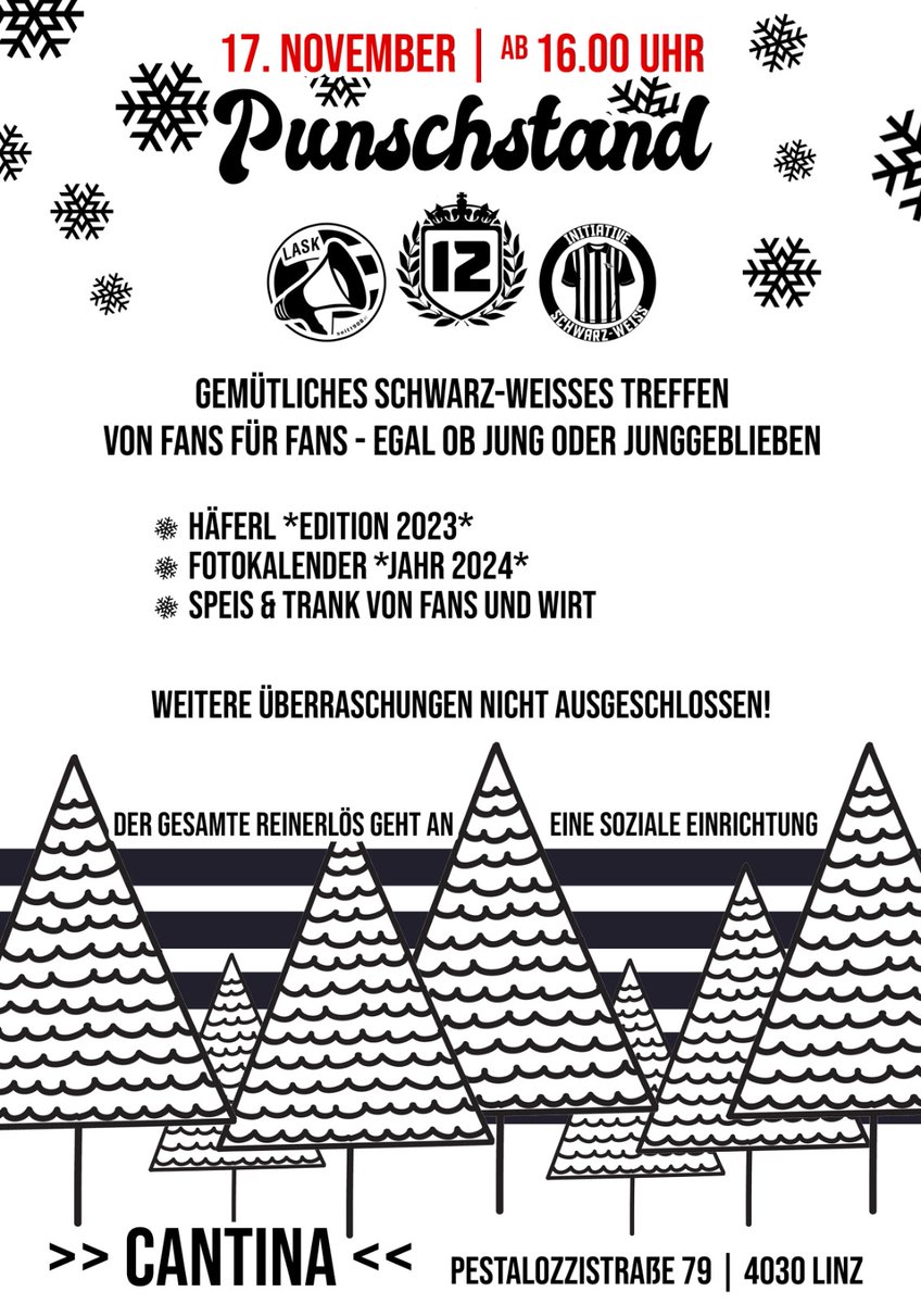 Seit1908_at's tweet photo. Man glaubt es bei diesem #Wetter kaum,aber die #Punschzeit beginnt langsam wieder. Grund für uns, den alljährlichen #Charity #Punschstand anzukündigen. Bei #Speis und #Trank werden die @LASK_Official #Fans wieder #Spenden für die gute Sache sammeln! Kommt!! #gemeinsamsindwirlask https://t.co/qOOkmmud4E