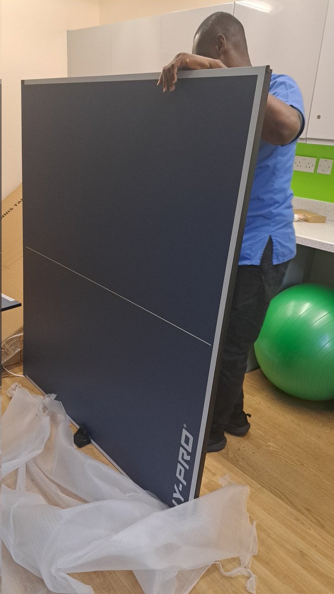 AStrgmmh's tweet photo. Unfolding our new table tennis, "you said and we did", so excited having this on the ward, clients were so happy,  the game begin..#happyclients, #teamlaurel .
@Anushachandu4 @ErvingMarie @gemmamlambo @GMMH_NHS @leannewills09 @Lovenes95323630 @Trace_Vj https://t.co/LxiaRZlKuu
