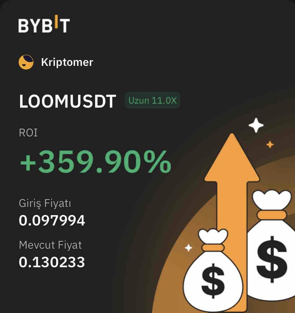 Bu hafta favorim #Loom coin gece’ den sabaha bir daha %359 verdi ! Telegram kanalımız şokta resmen #USDT basılıyor 🚨
İşlemim kâr’ dan stopda 🍀
Yolun sonu görünmüyor ✈️

Kazançtan 50 takipçimize 🎁 geliyor yorumlardayım !