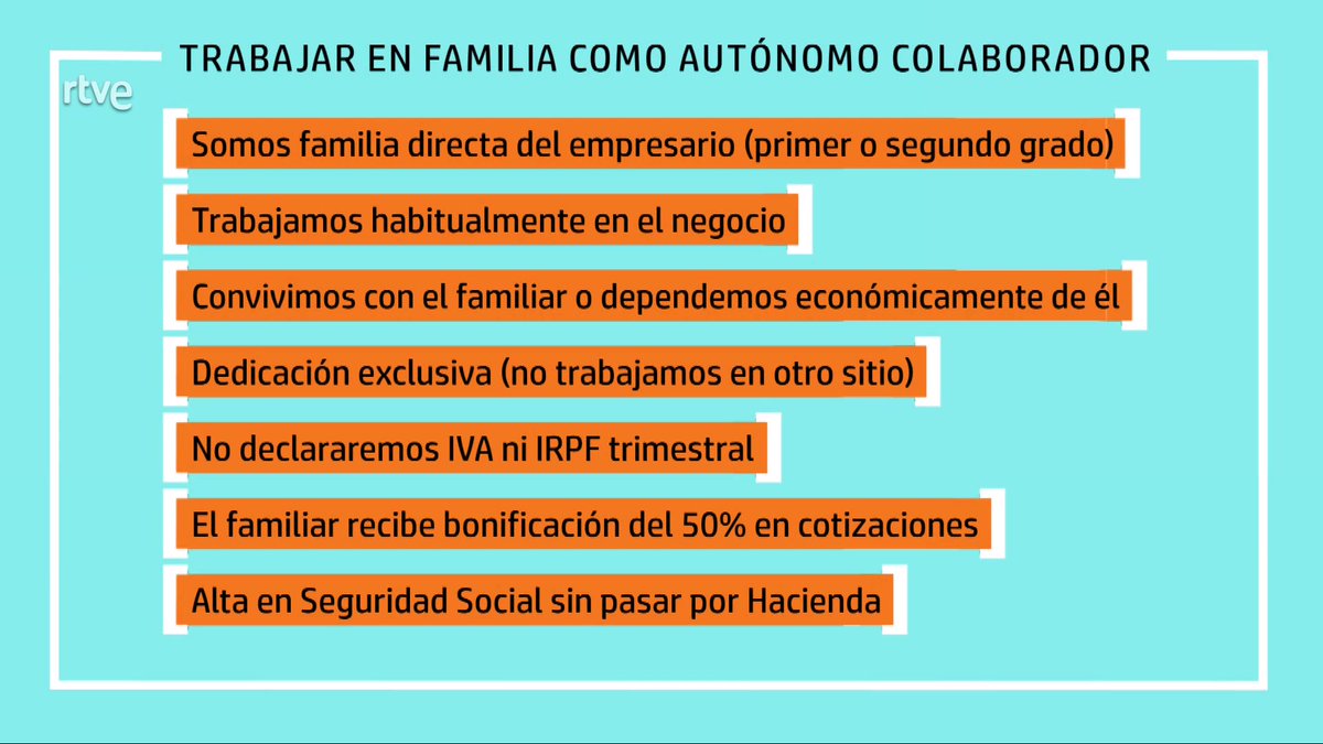 👩‍👩‍👧‍👦Te pueden contratar tus padres, hermanos🙋‍♀️, pareja🙍‍♂️, abuelos👵… hasta tus cuñados pueden contratarte en su negocio como
AUTÓNOMO COLABORADOR

Te contamos qué beneficios tiene para ti y tu familiar
que te contrate autónomo colaborador
⬇️📺
rtve.es/v/6993894