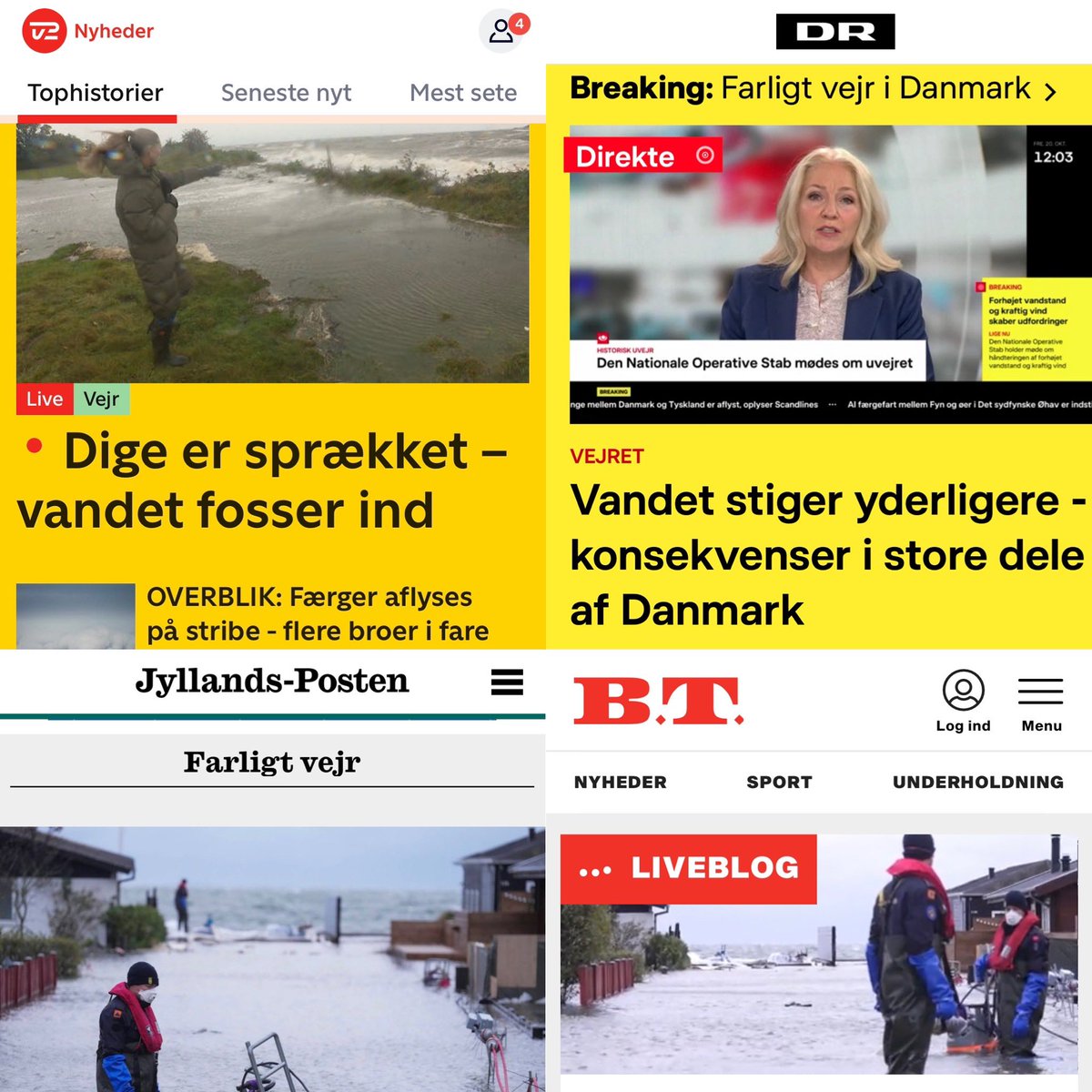 pomaEB's tweet image. I Gaza dør børn og alle mangler mad, medicin og vand. I Ukraine fortsætter krigen med uformindsket styrke, men i Danmark er #dkmedier i gul breaking de kommende 24 timer og sendefladen på TV ryddet, fordi nogle får vand i kældrene! Besynderligt land  vi lever i #storm