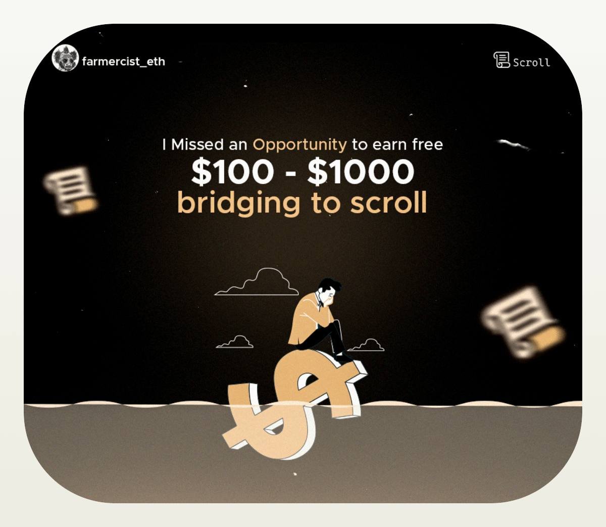 Farmercist's tweet image. I JUST MISSED AN OPPORTUNITY TO EARN FREE $100-$1000 BY BRIDGING MY OWN MONEY ON #ScrollZKP  😔📜

And this is the break down 👇

Owlto is a bridge that incentivizes you to bridge with them ( Dev’s Rich 🥹)

I made a swap of ETH from Arbitrum Network to Scroll cause it uses…