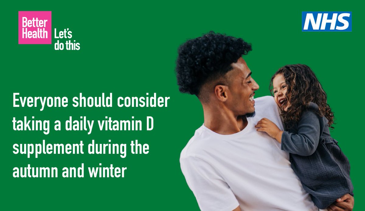 From October to March we can’t make enough vitamin D from sunshine, so to keep bones and muscles healthy, it’s best to take a vitamin D supplement.
Adults and children just need 10 micrograms a day and you can get vitamin D from most pharmacies: nhs.uk/conditions/vit…