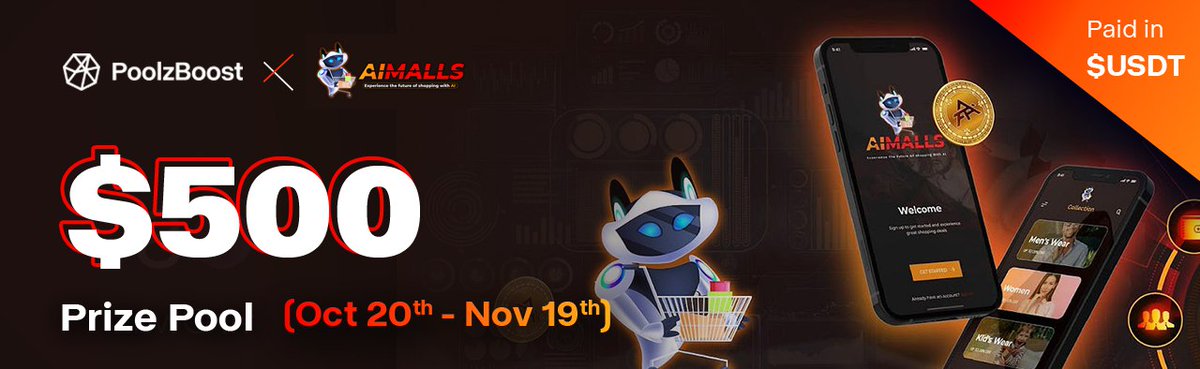 PoolzPad's tweet photo. Announcement 📣 // AiMalls Boost Campaign:

Experience the future of shopping with AI. SHOP SMART SEAMLESSLY. AI, E-commerce, and Blockchain in ONE. Explore #AiMalls ecosystem and grab some rewards meantime!

🏆 Prize Pool: 500 $USDT
⏳ 20th Oct - 19th Nov
👉 https://t.co/BS5MvXzNQx

#PoolzBoost @PoolzBoost @ai_malls